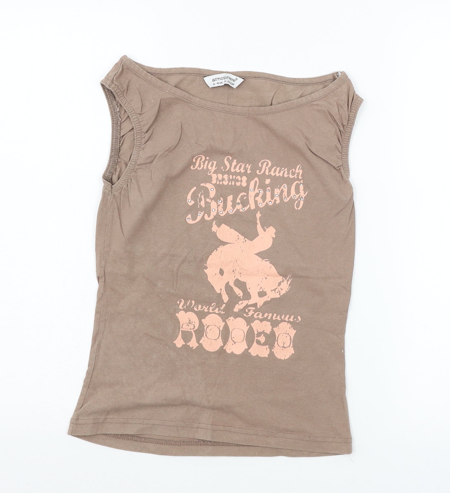 Atmosphere Womens Brown  Jersey Basic T-Shirt Size 8  - Bucking Bronco