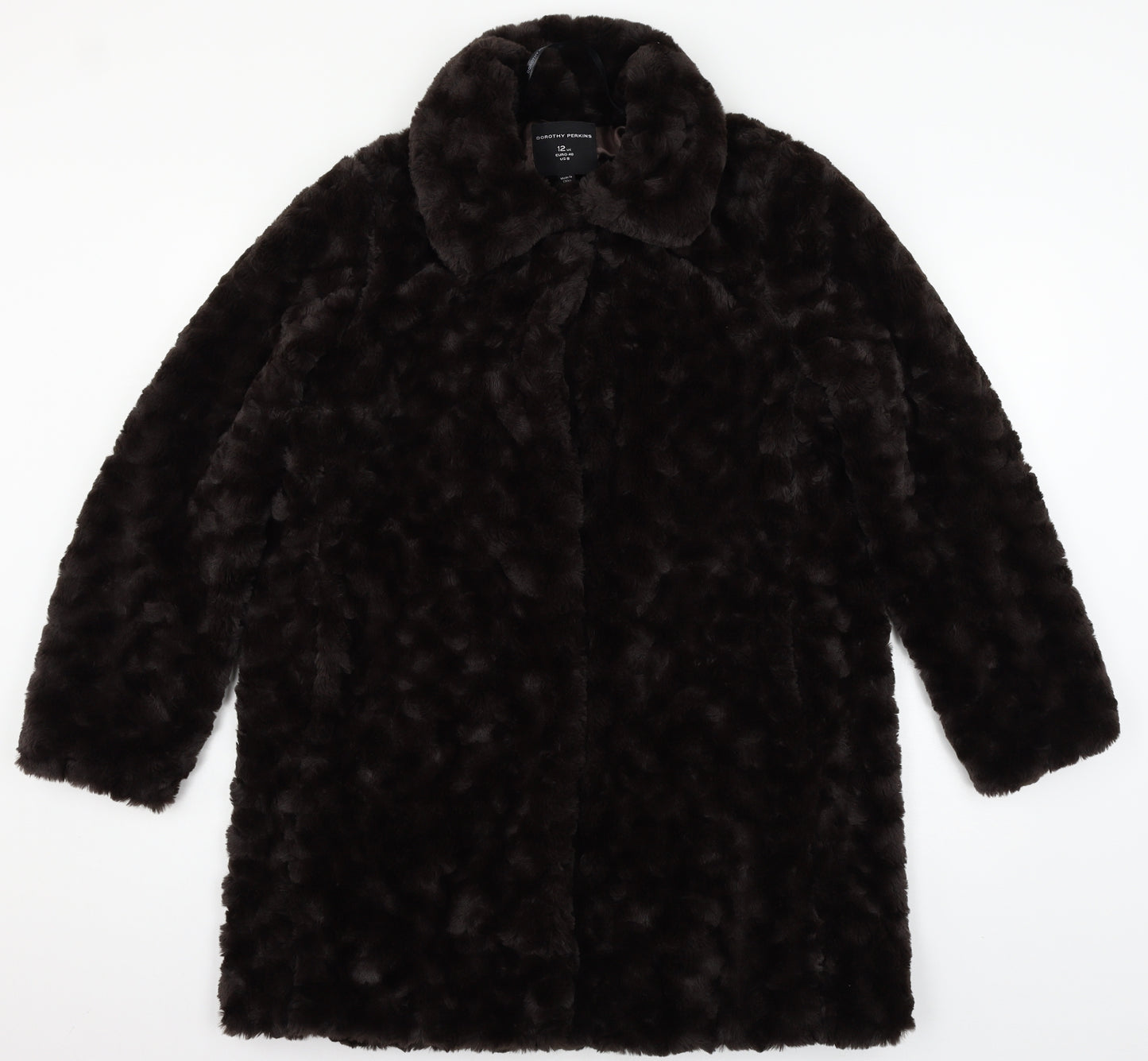 Dorothy Perkins Womens Brown   Overcoat Coat Size 12  - Faux Fur