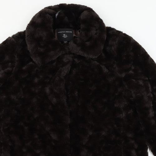 Dorothy Perkins Womens Brown   Overcoat Coat Size 12  - Faux Fur
