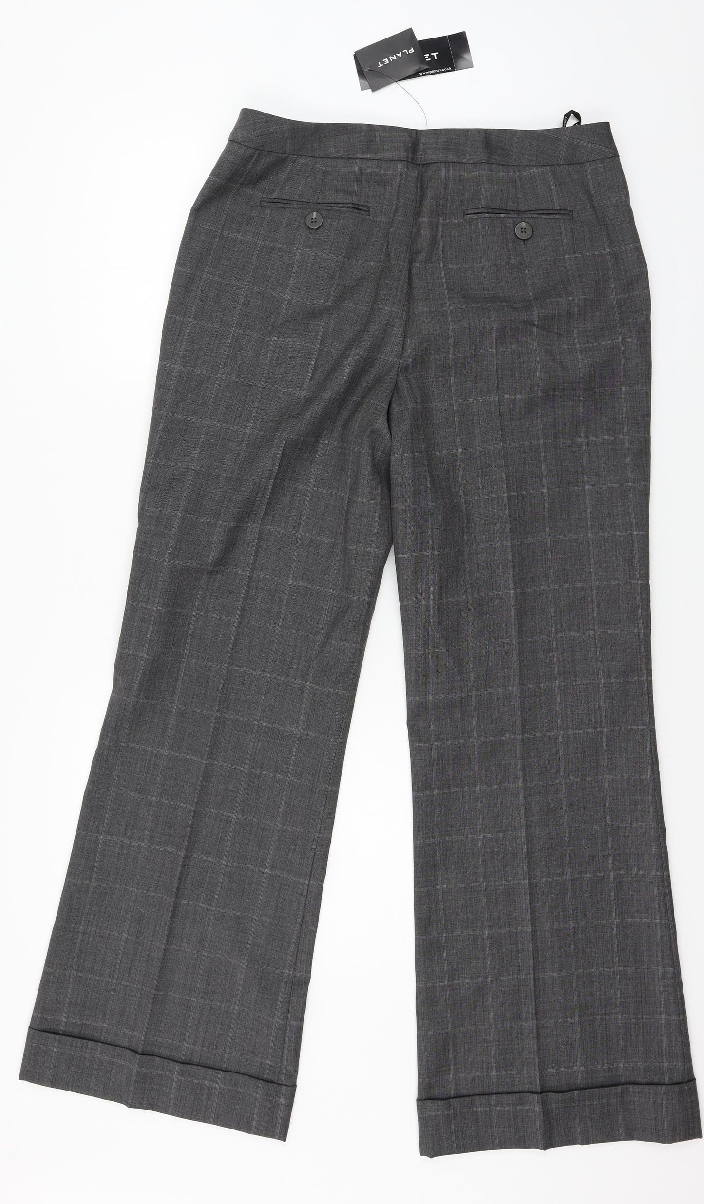 Planet Womens Grey Check  Trousers  Size 10 L28 in