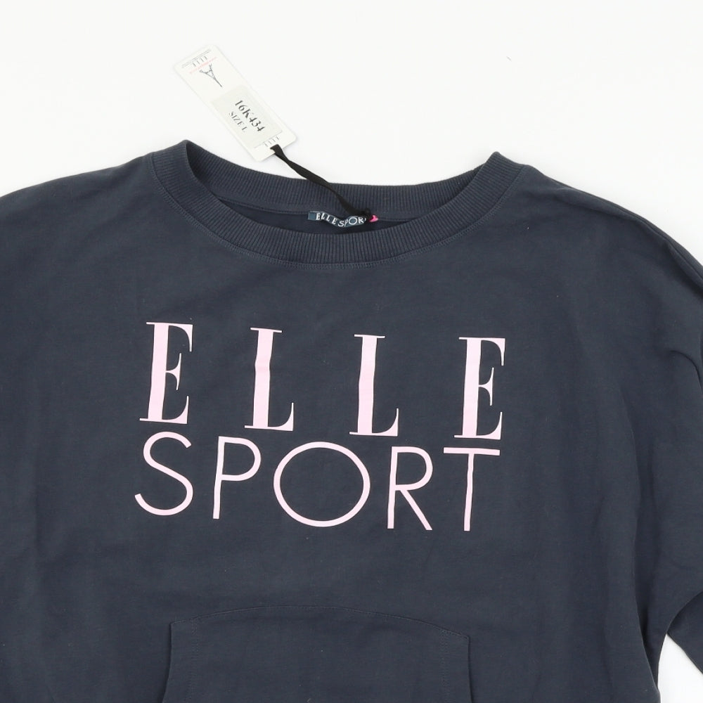 Elle Sport Womens Blue  Jersey Pullover Sweatshirt Size 14