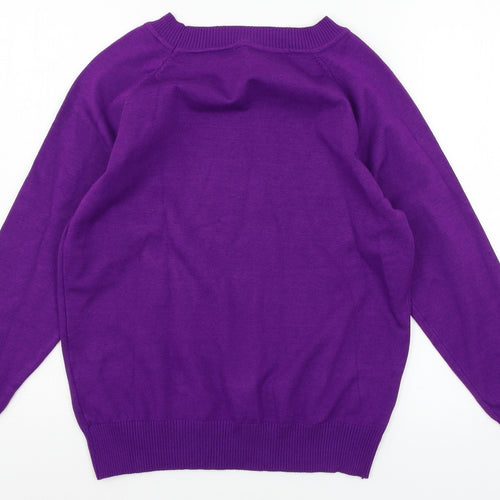 Yasiliu Womens Purple  Knit Pullover Jumper Size M