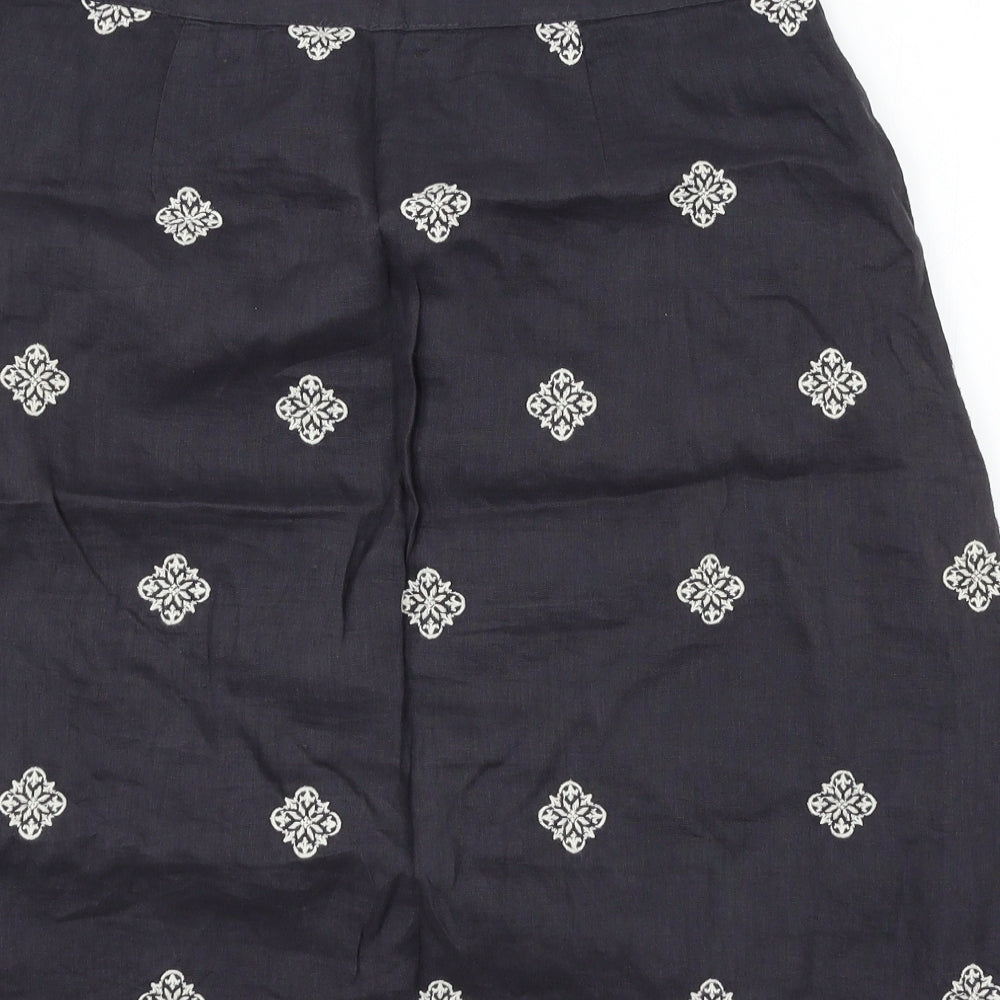 Fat Face Womens Blue Geometric  A-Line Skirt Size 10