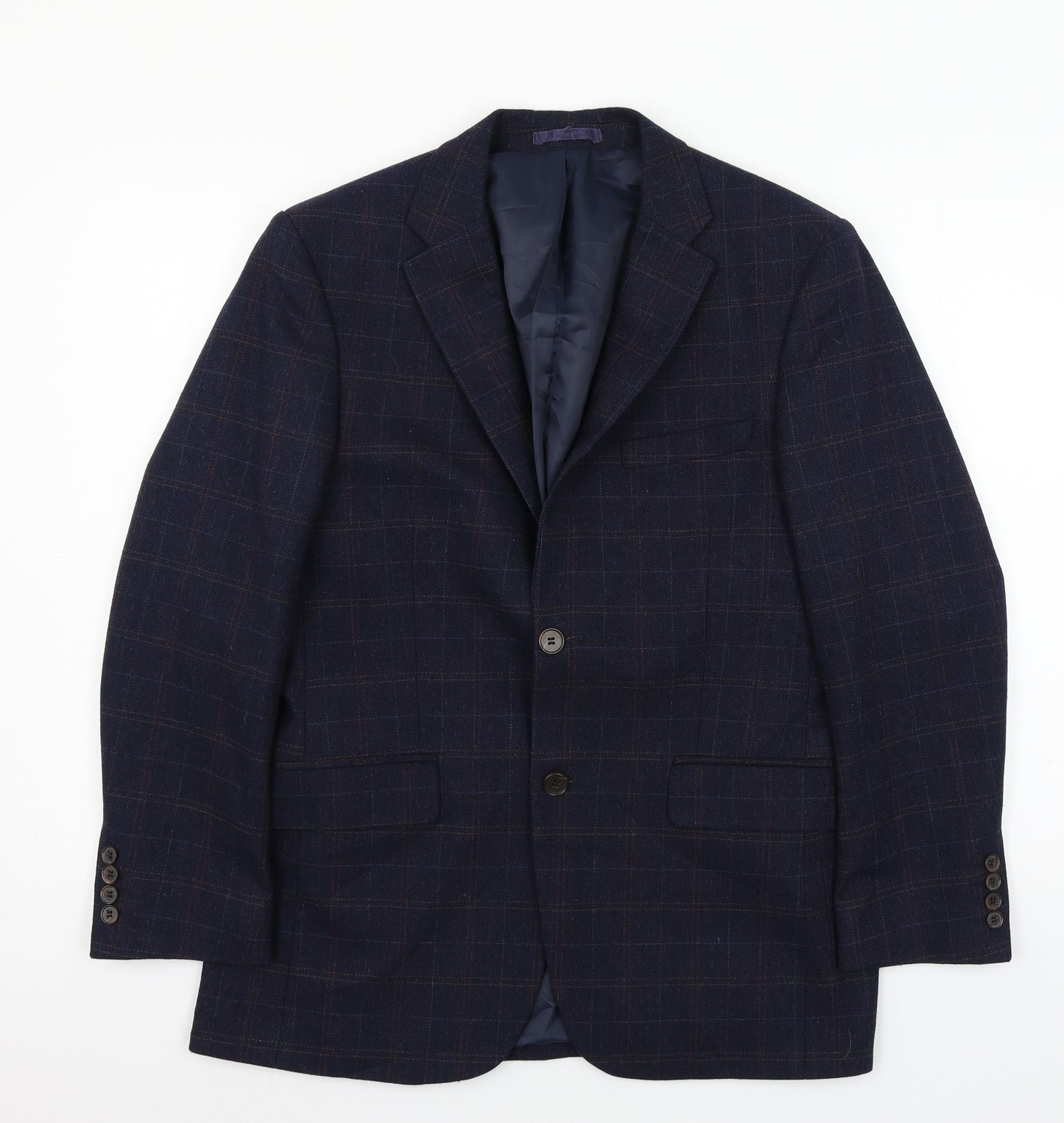 Aston & Gunn Mens Blue Plaid  Jacket Suit Jacket Size M