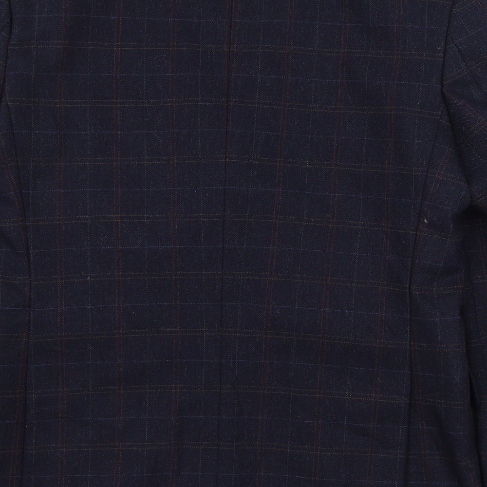 Aston & Gunn Mens Blue Plaid  Jacket Suit Jacket Size M