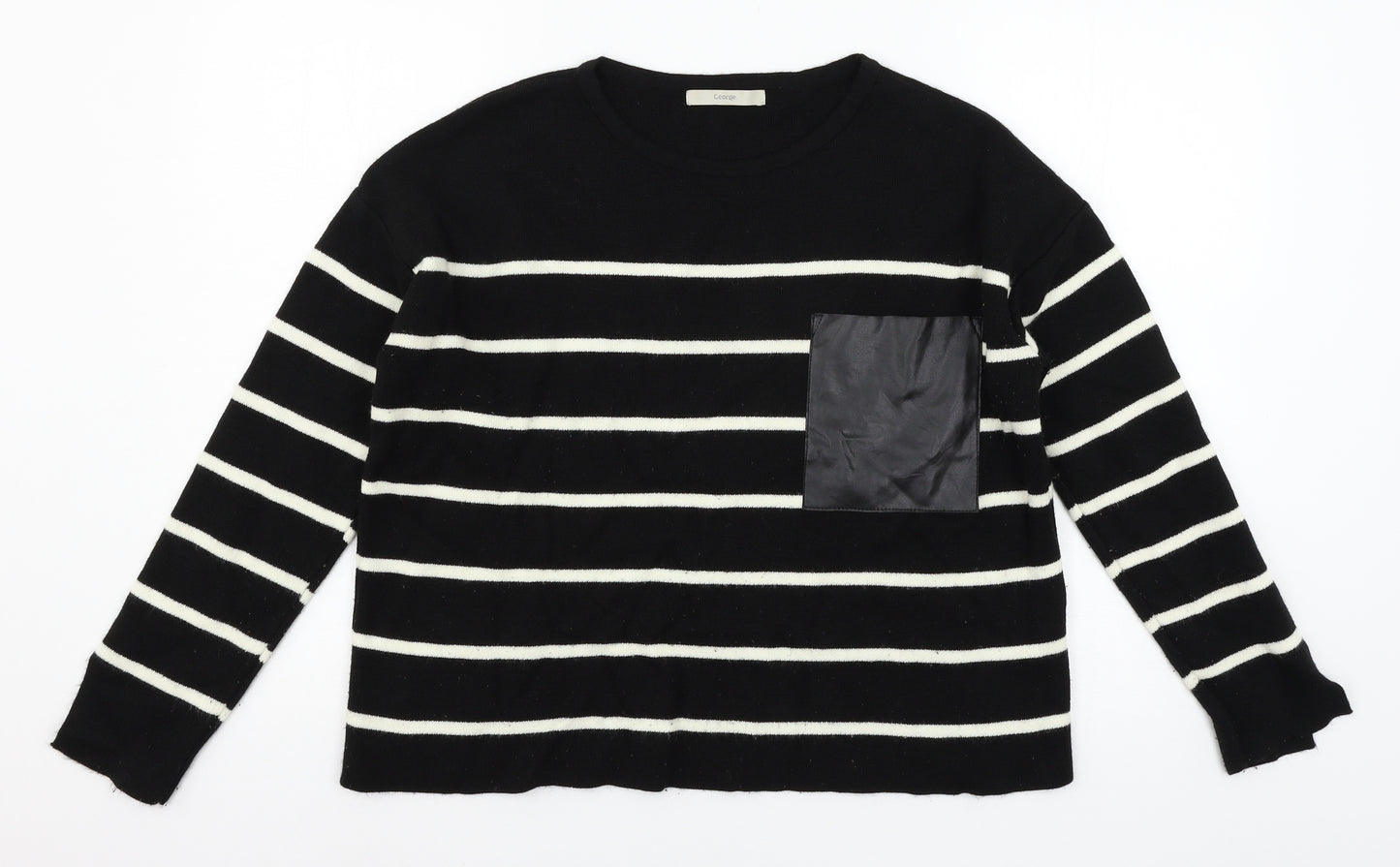 George Womens Black Striped Knit Pullover Jumper Size 12