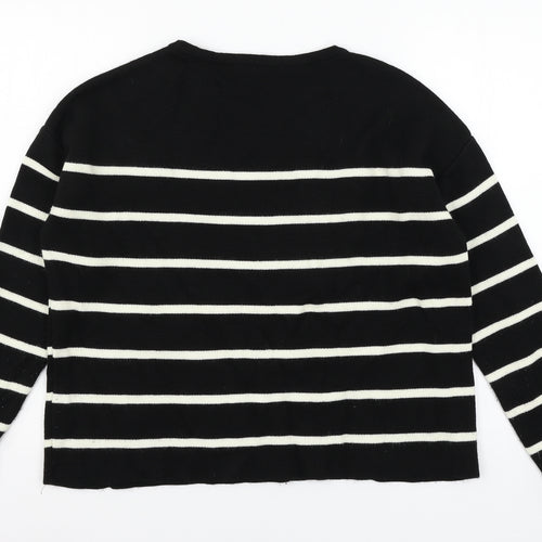George Womens Black Striped Knit Pullover Jumper Size 12