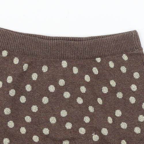 H&M Girls Brown Polka Dot Knit A-Line Skirt Size 9-10 Years