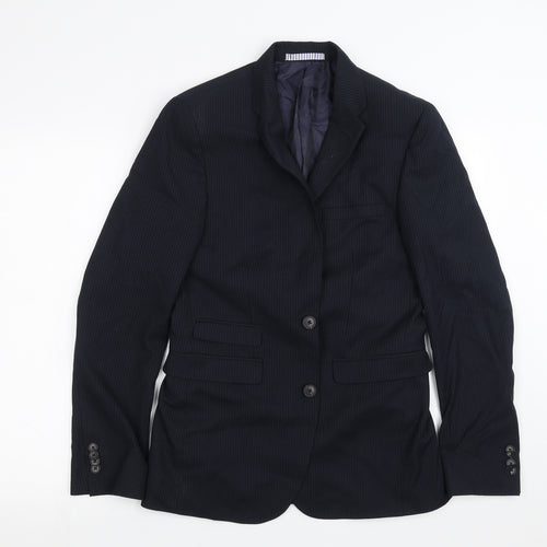 Burton Mens Blue Striped  Jacket Suit Jacket Size 36