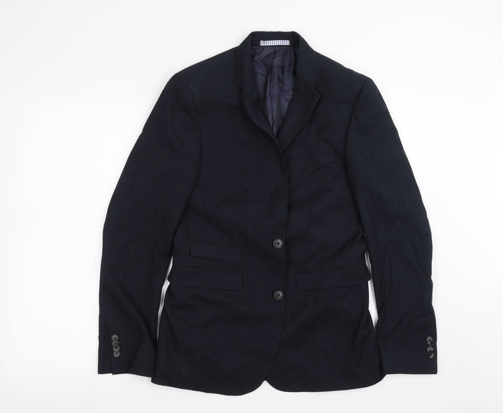 Burton Mens Blue Striped  Jacket Suit Jacket Size 36