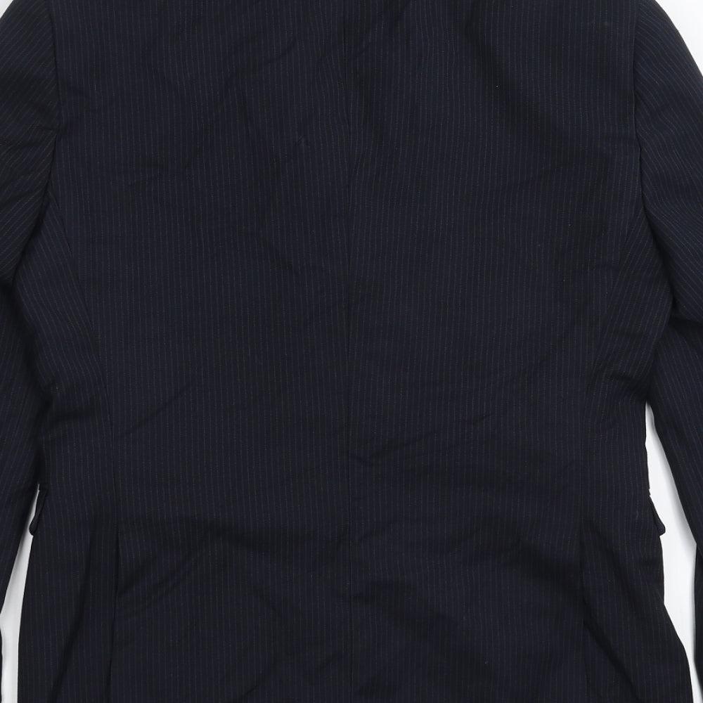 Burton Mens Blue Striped  Jacket Suit Jacket Size 36