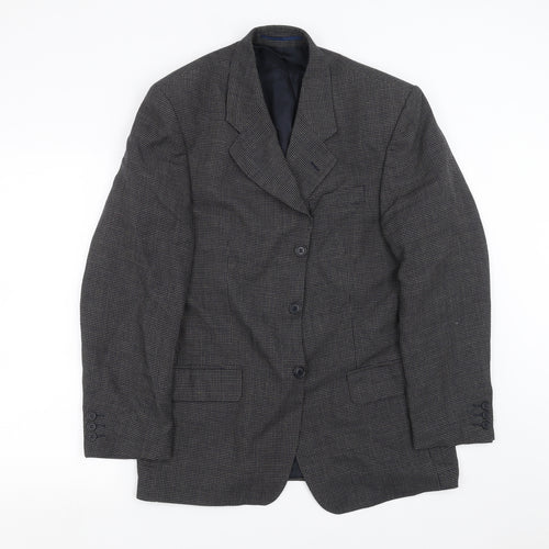 Tom English Mens Blue Geometric  Jacket Suit Jacket Size 38