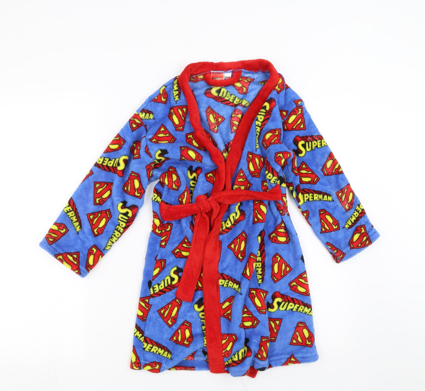 Superman Boys Blue Solid Fleece  Robe Size 6-7 Years  - superman