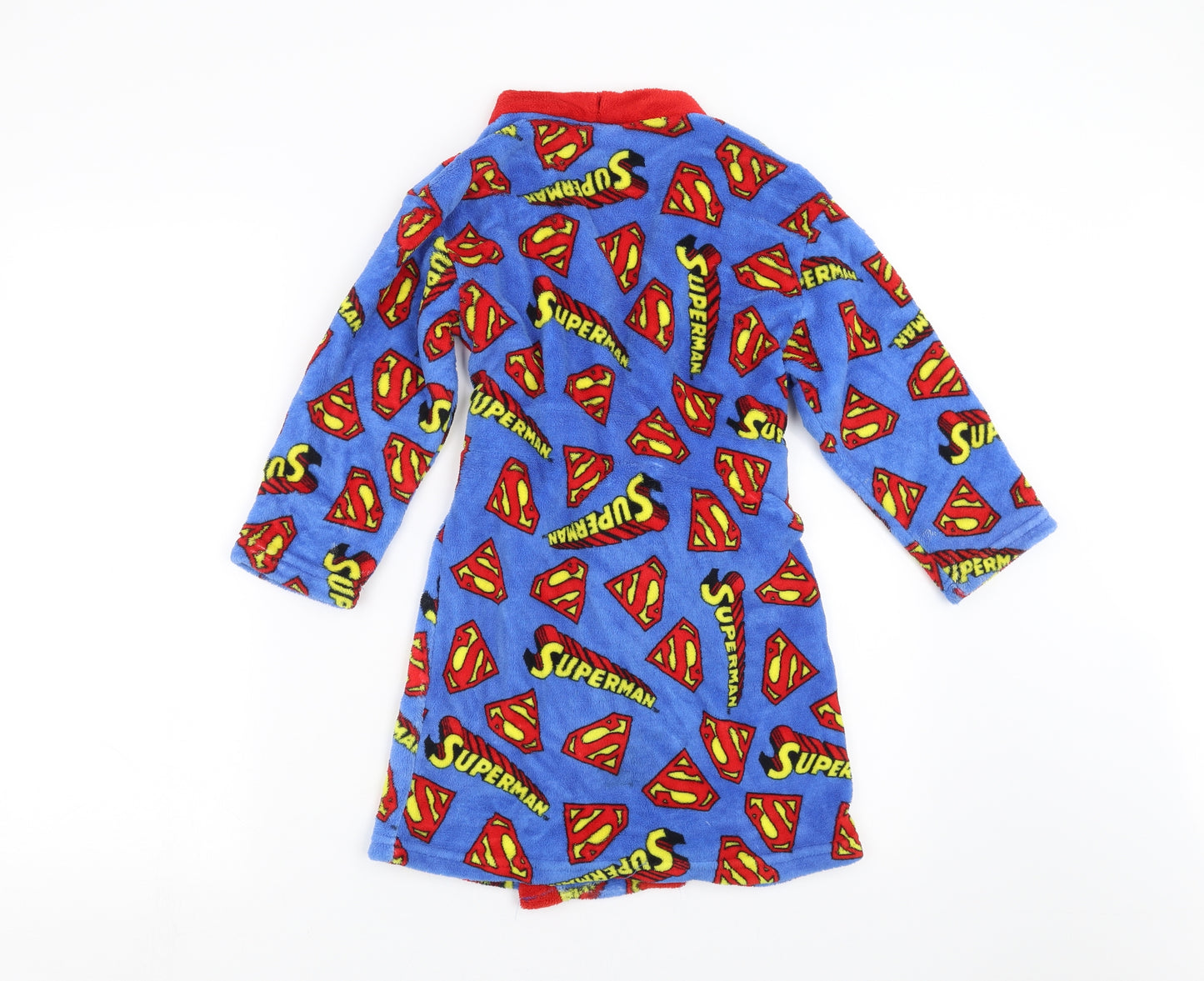 Superman Boys Blue Solid Fleece  Robe Size 6-7 Years  - superman