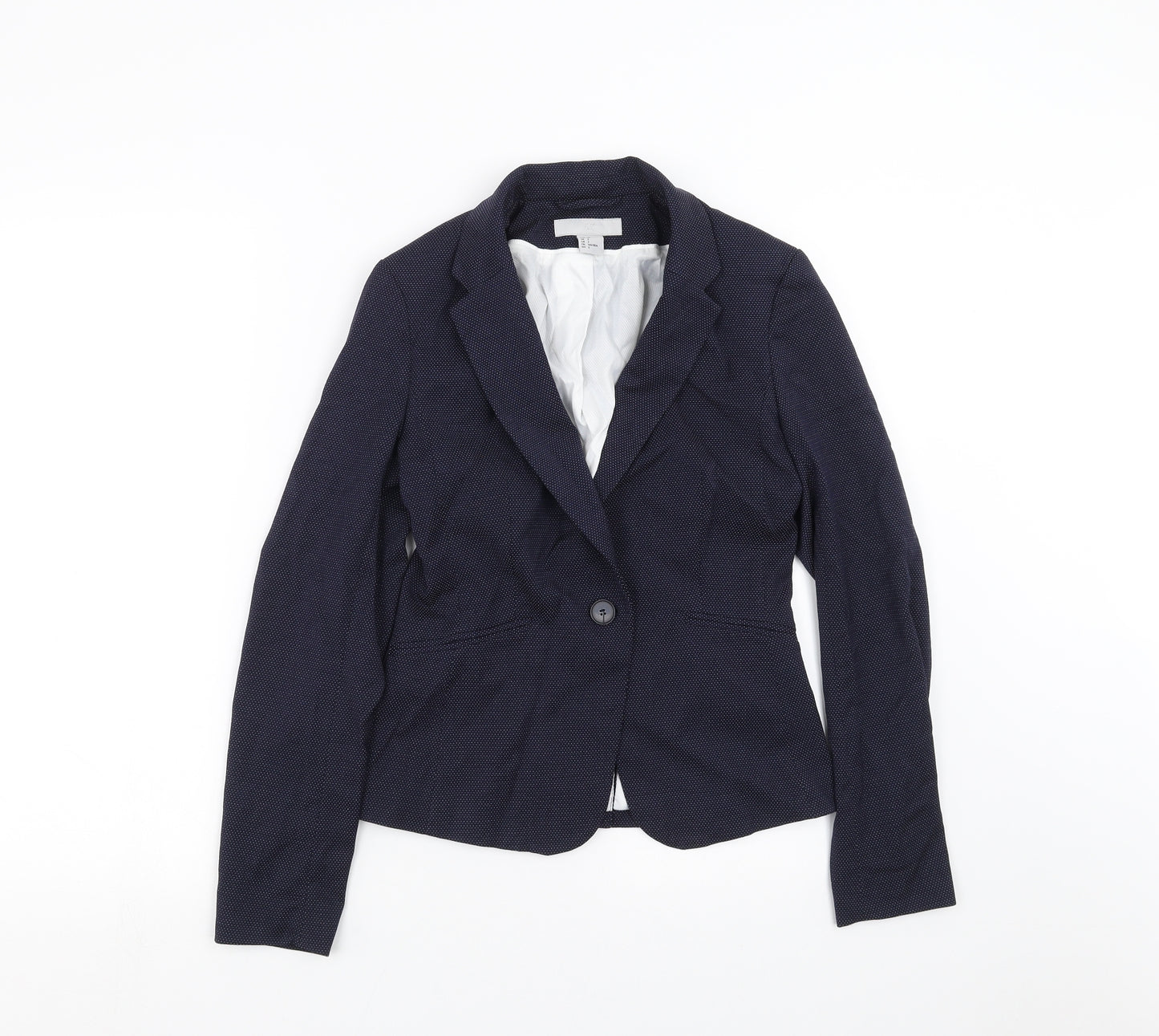 H&M Womens Blue   Jacket Suit Jacket Size 6  - dotted pattern