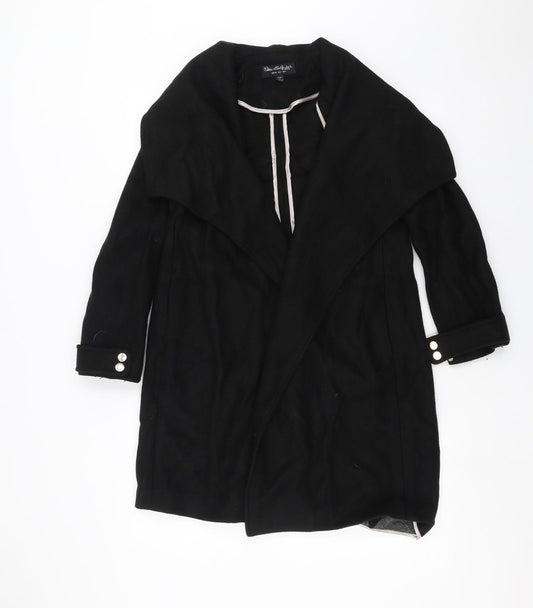 Front view of Miss Selfridge women’s black jacket coat, size UK 6