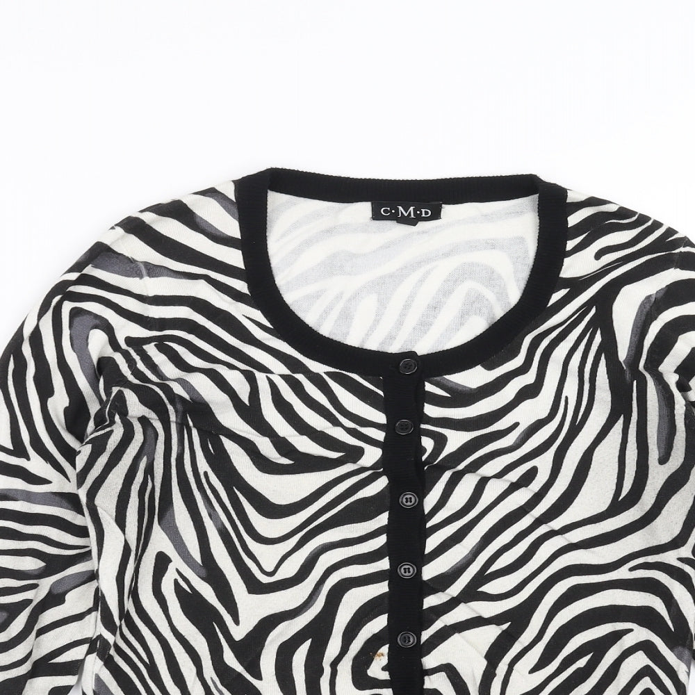 CMD Womens Black Geometric Knit Cardigan Jumper Size S