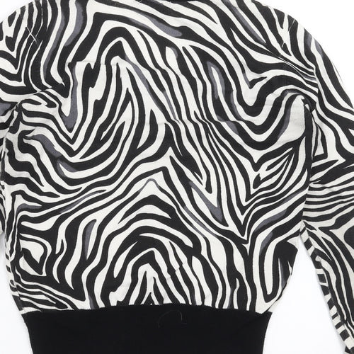 CMD Womens Black Geometric Knit Cardigan Jumper Size S