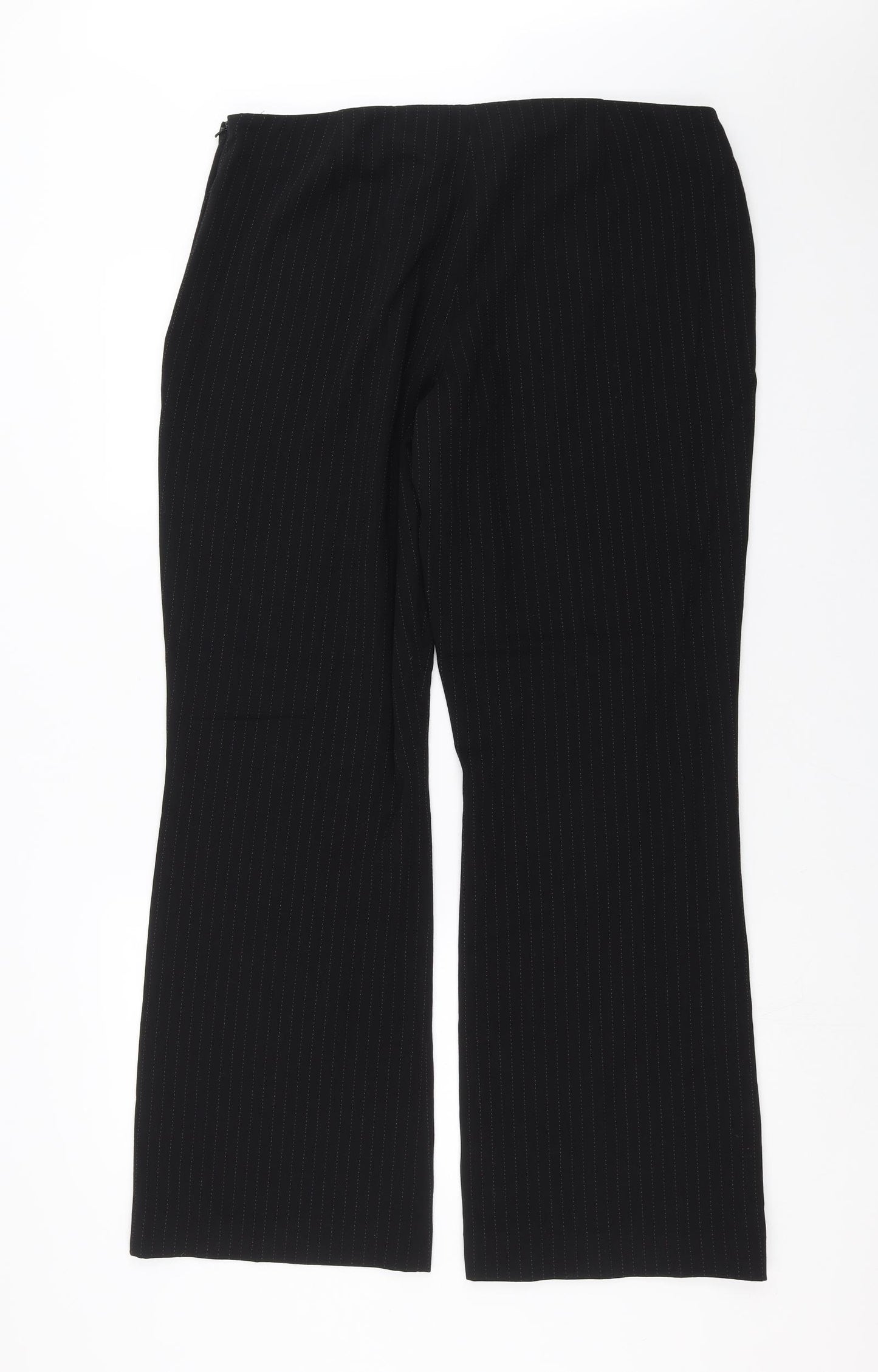 Wallis Womens Black Striped  Trousers  Size 18 L31 in