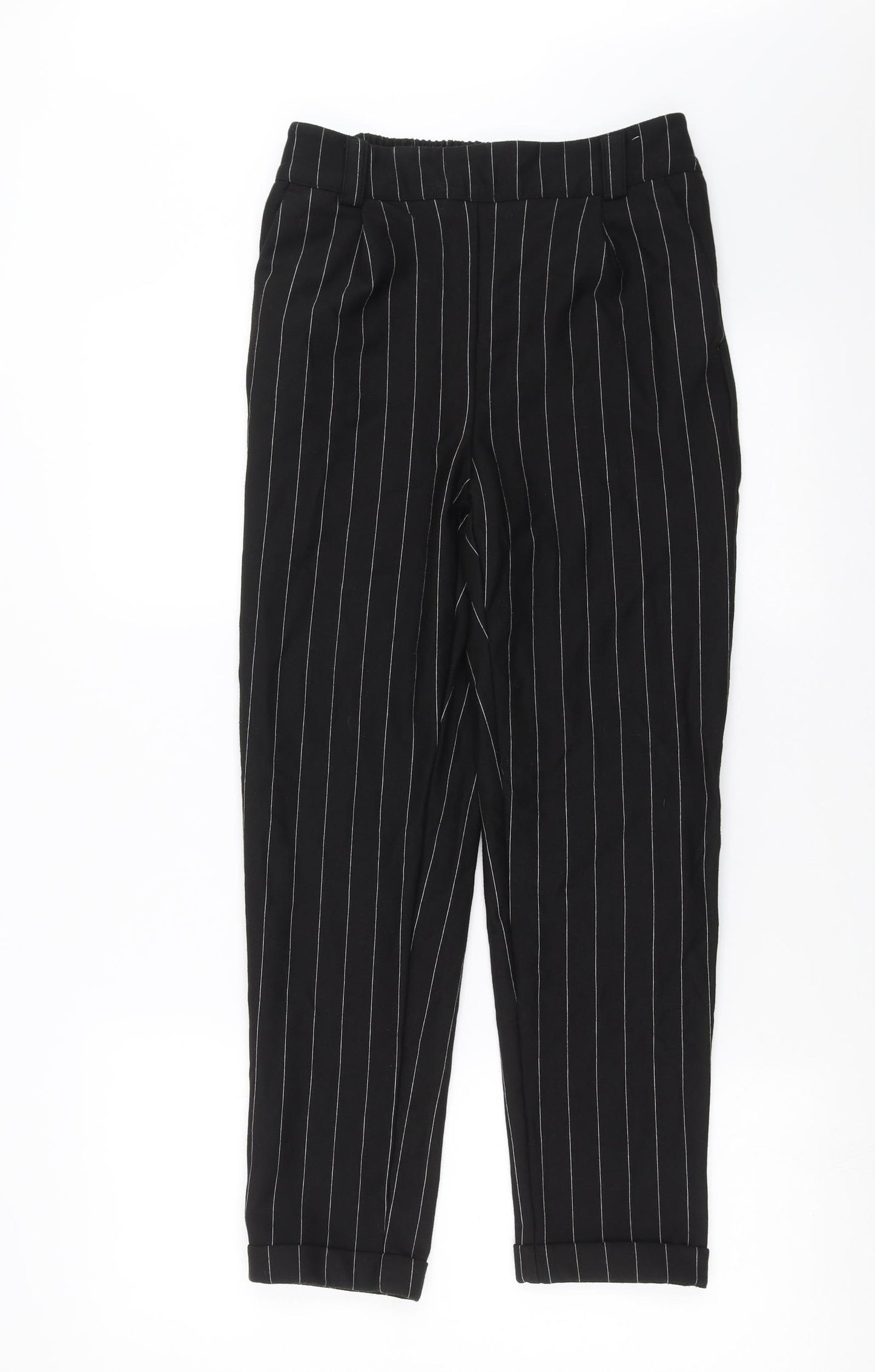 F&F Womens Black Striped  Trousers  Size 8 L27 in