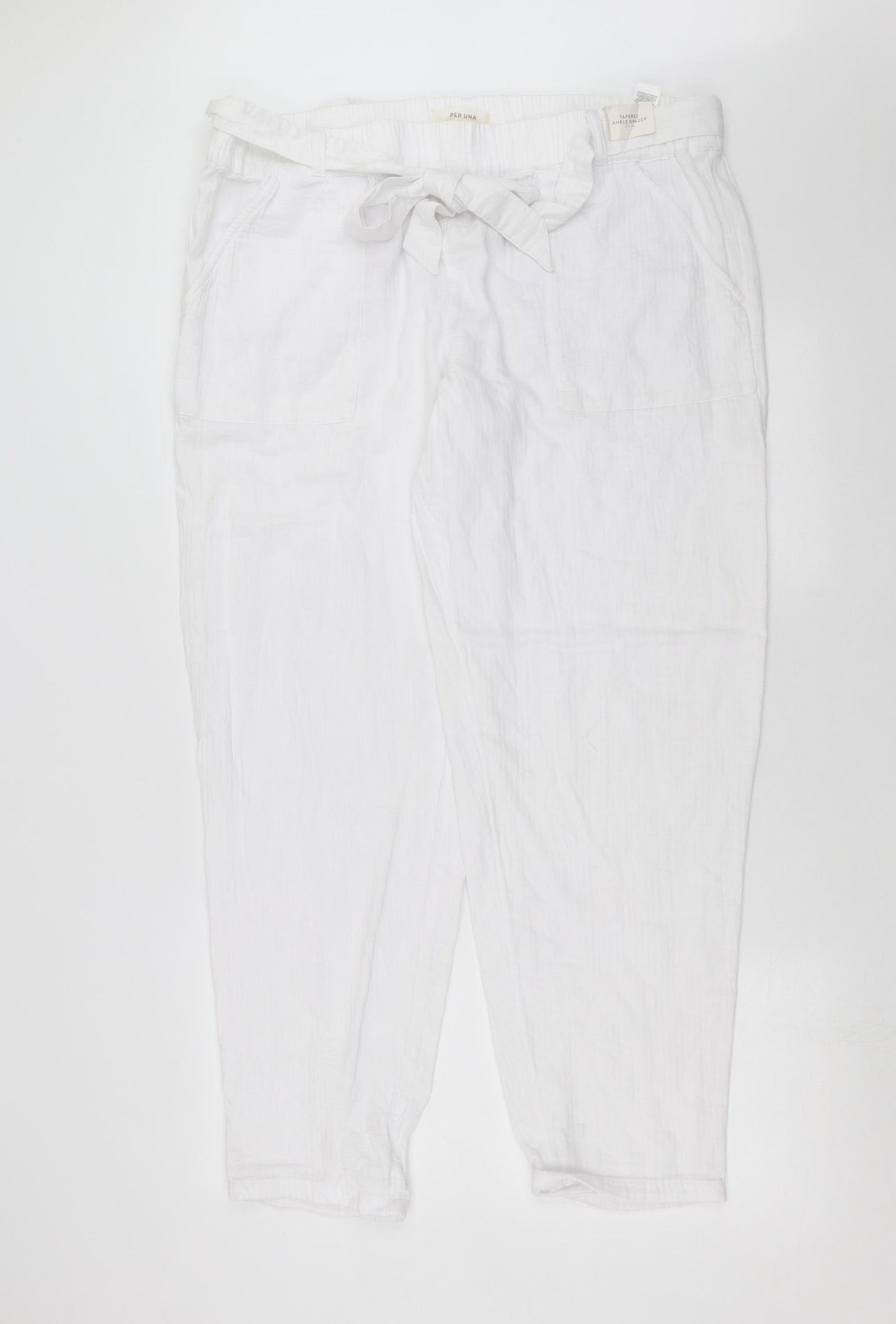 Marks and Spencer Womens White   Trousers  Size 20 L30 in - Ankle grazer