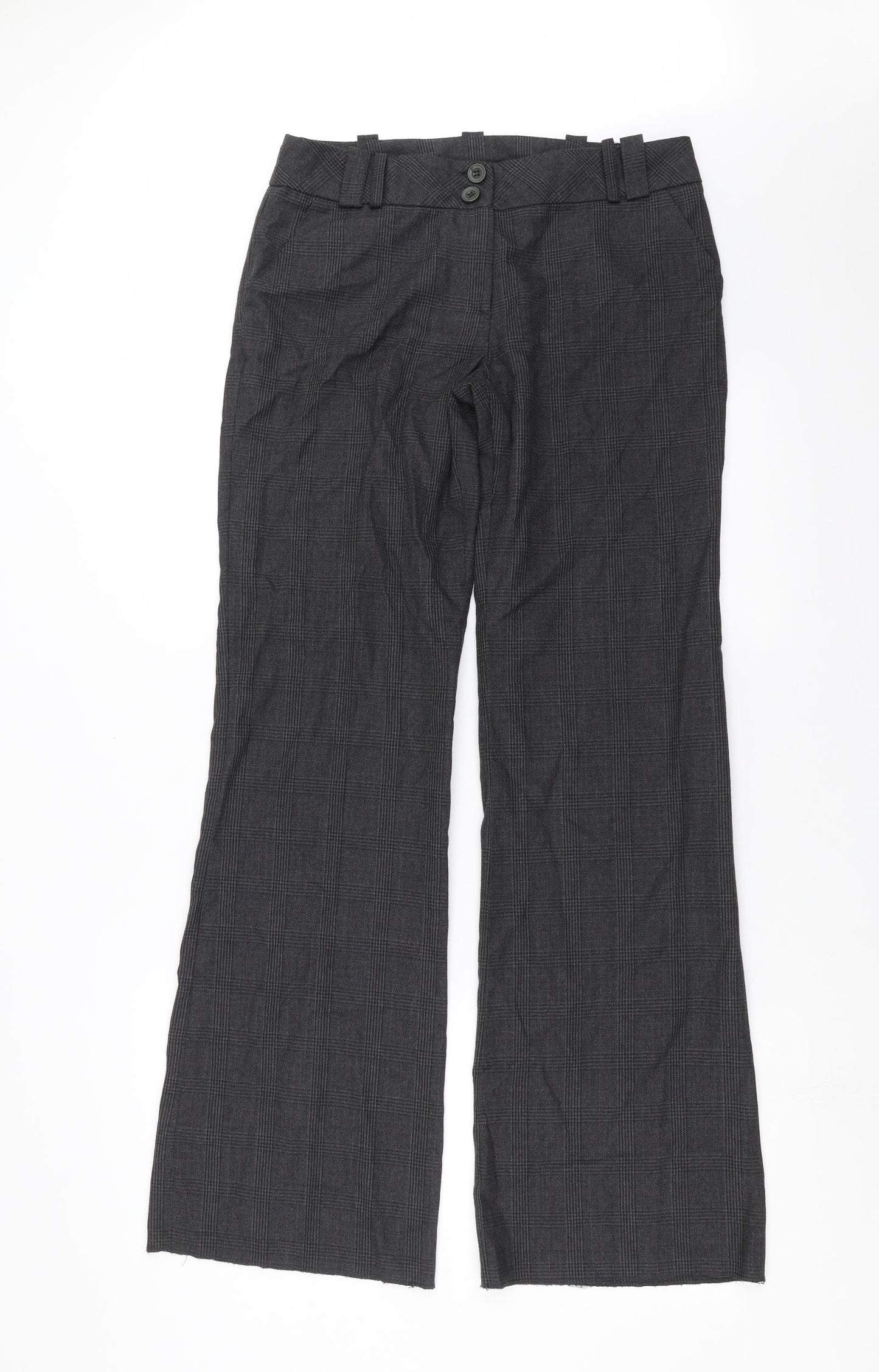 Dorothy Perkins Womens Grey Check  Trousers  Size 12 L33 in