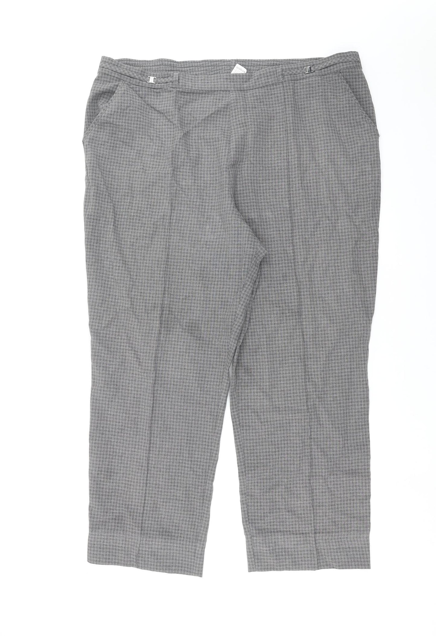Marks and Spencer Womens Grey Check  Trousers  Size 18 L26 in