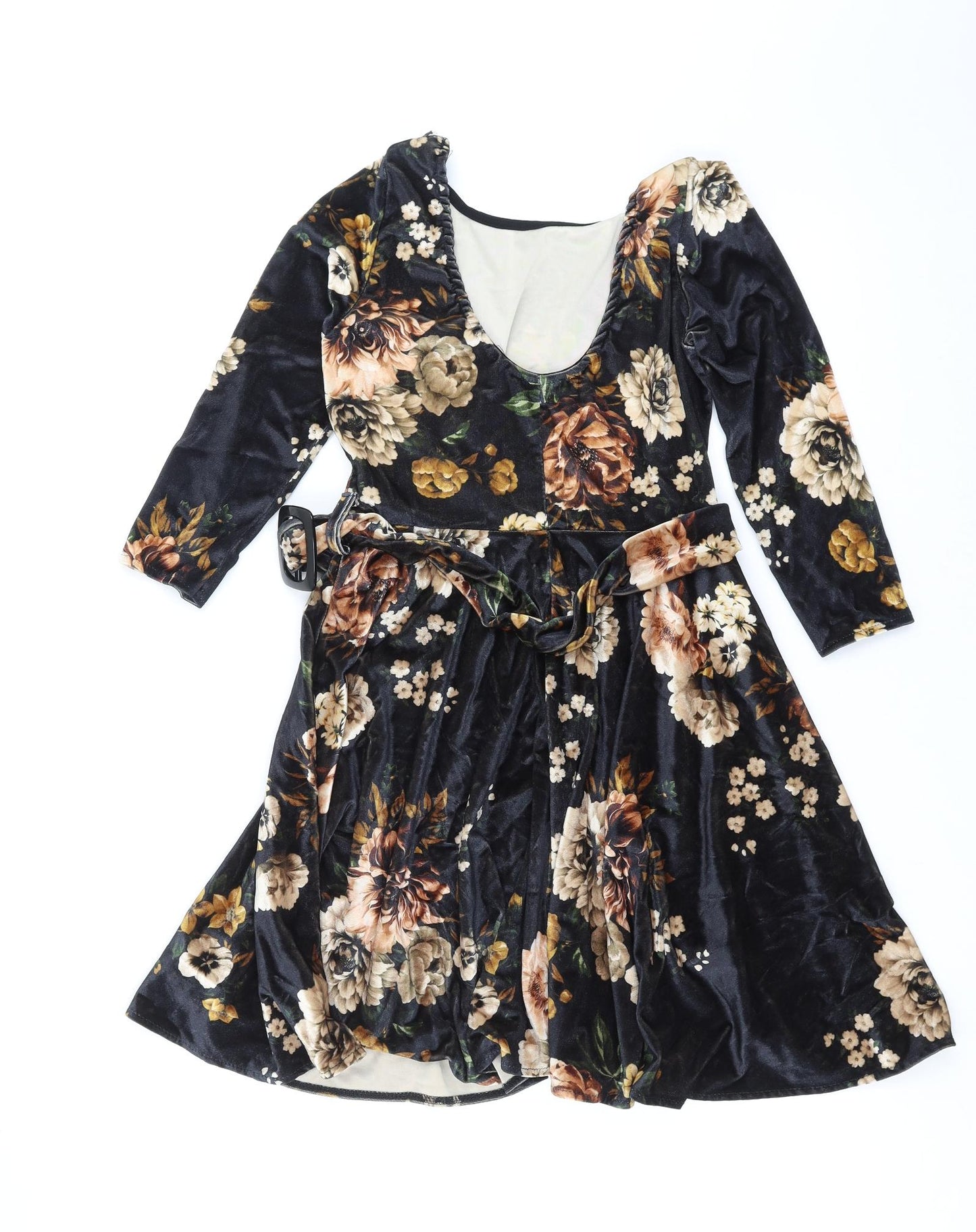 Zuiki Womens Black Floral  A-Line  Size S