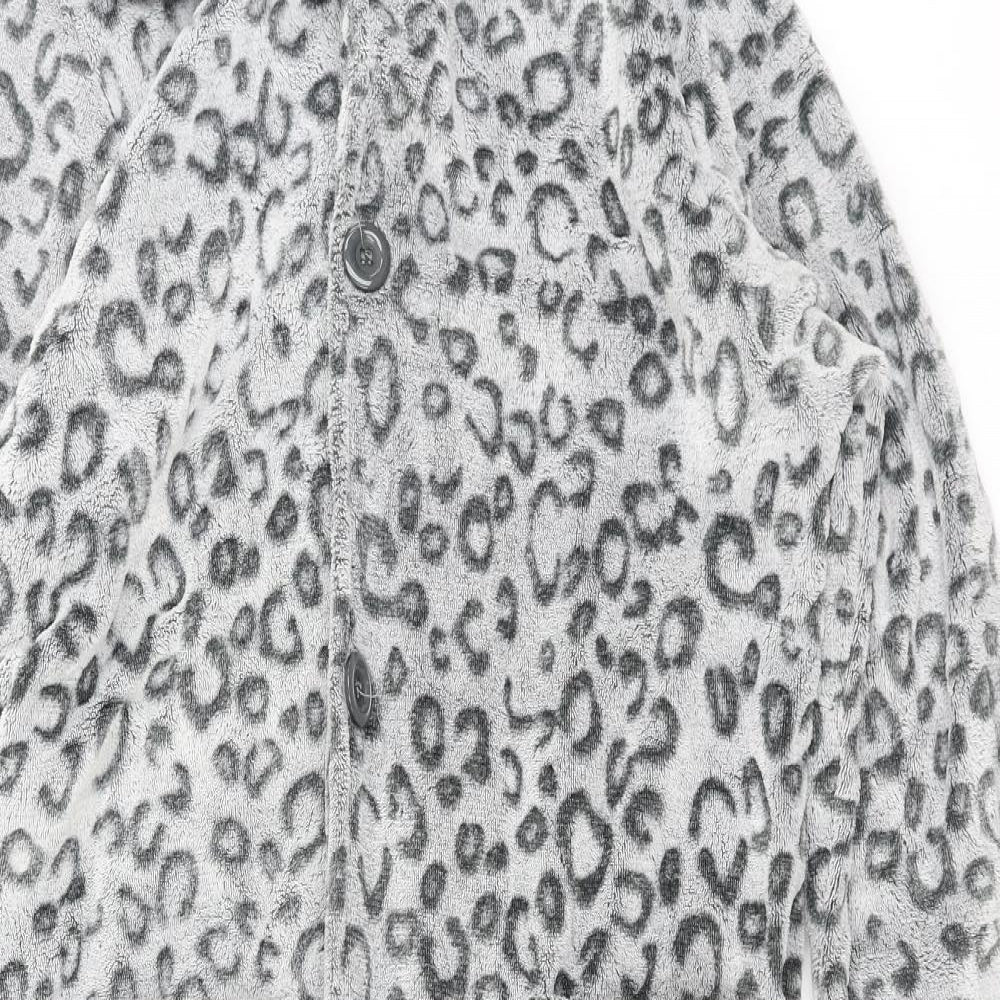 Slenderella Womens Grey Geometric Fleece Top Robe Size L