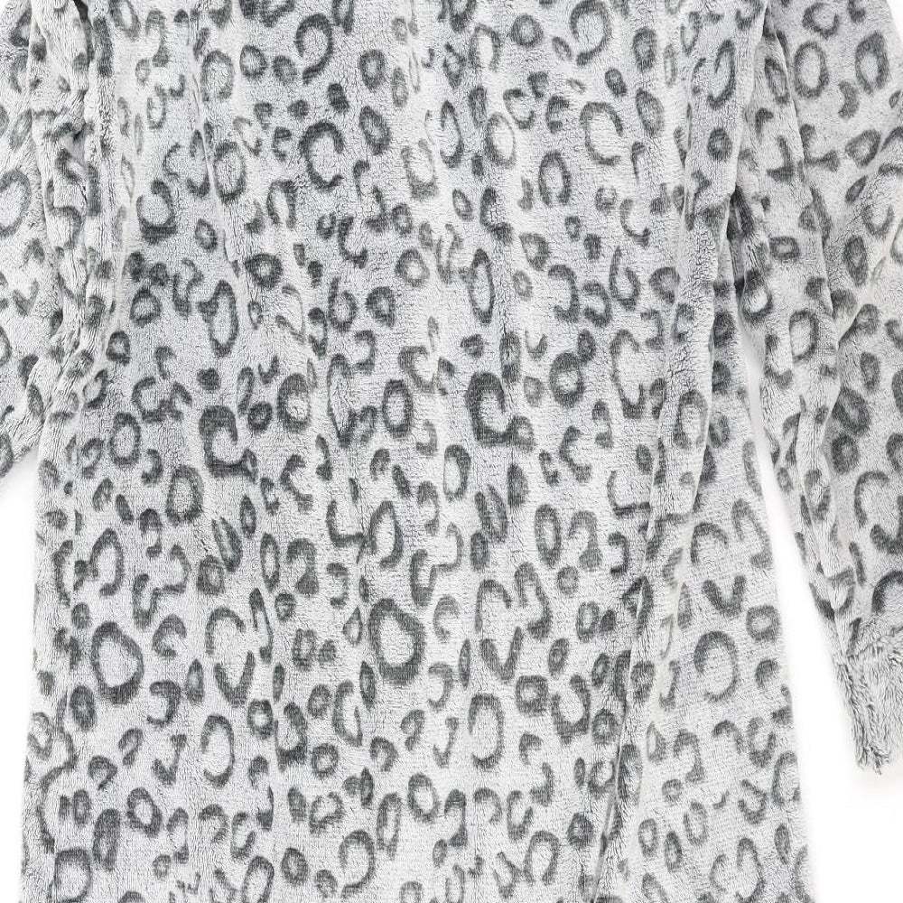 Slenderella Womens Grey Geometric Fleece Top Robe Size L