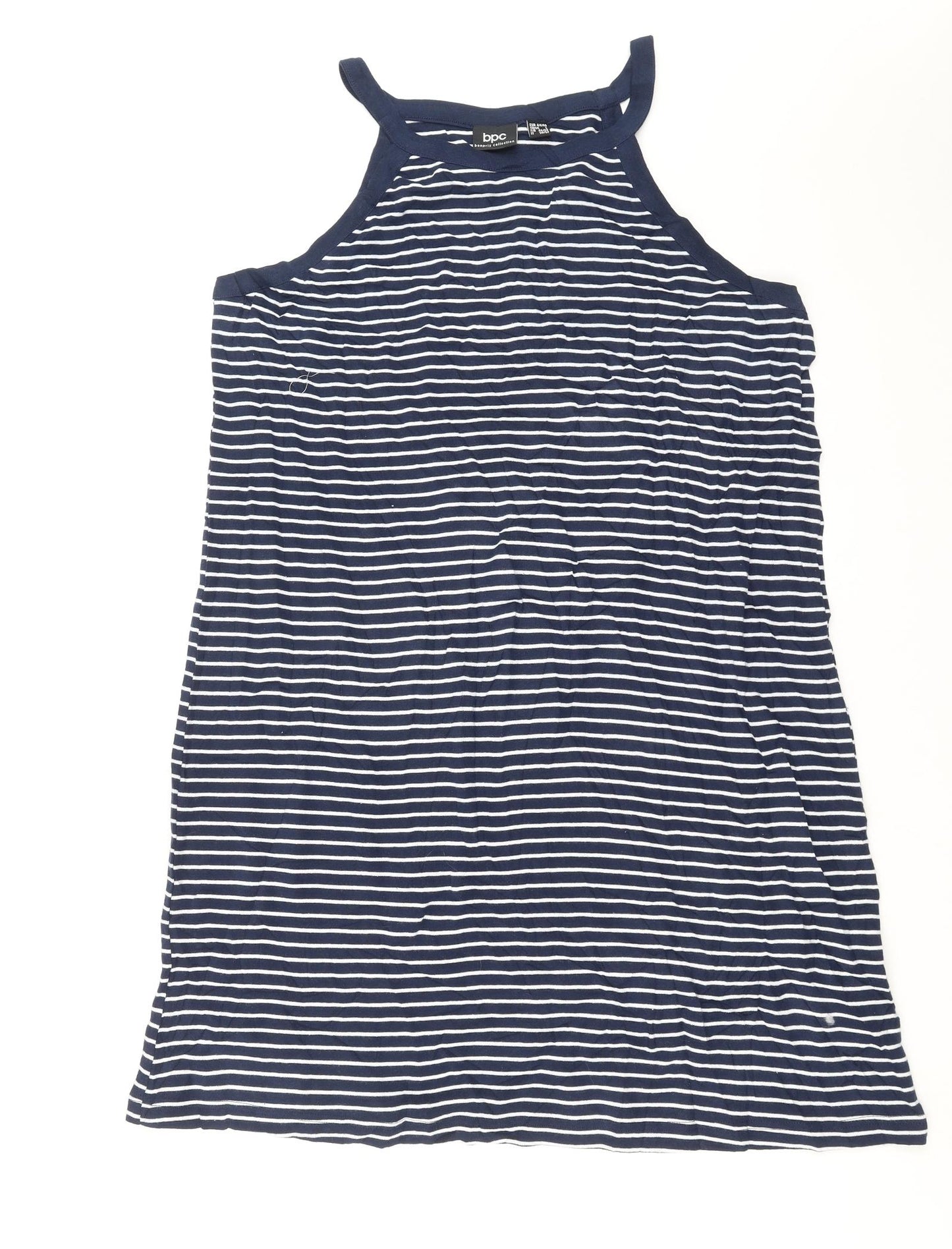 Bpc Womens Blue Striped  T-Shirt Dress  Size L