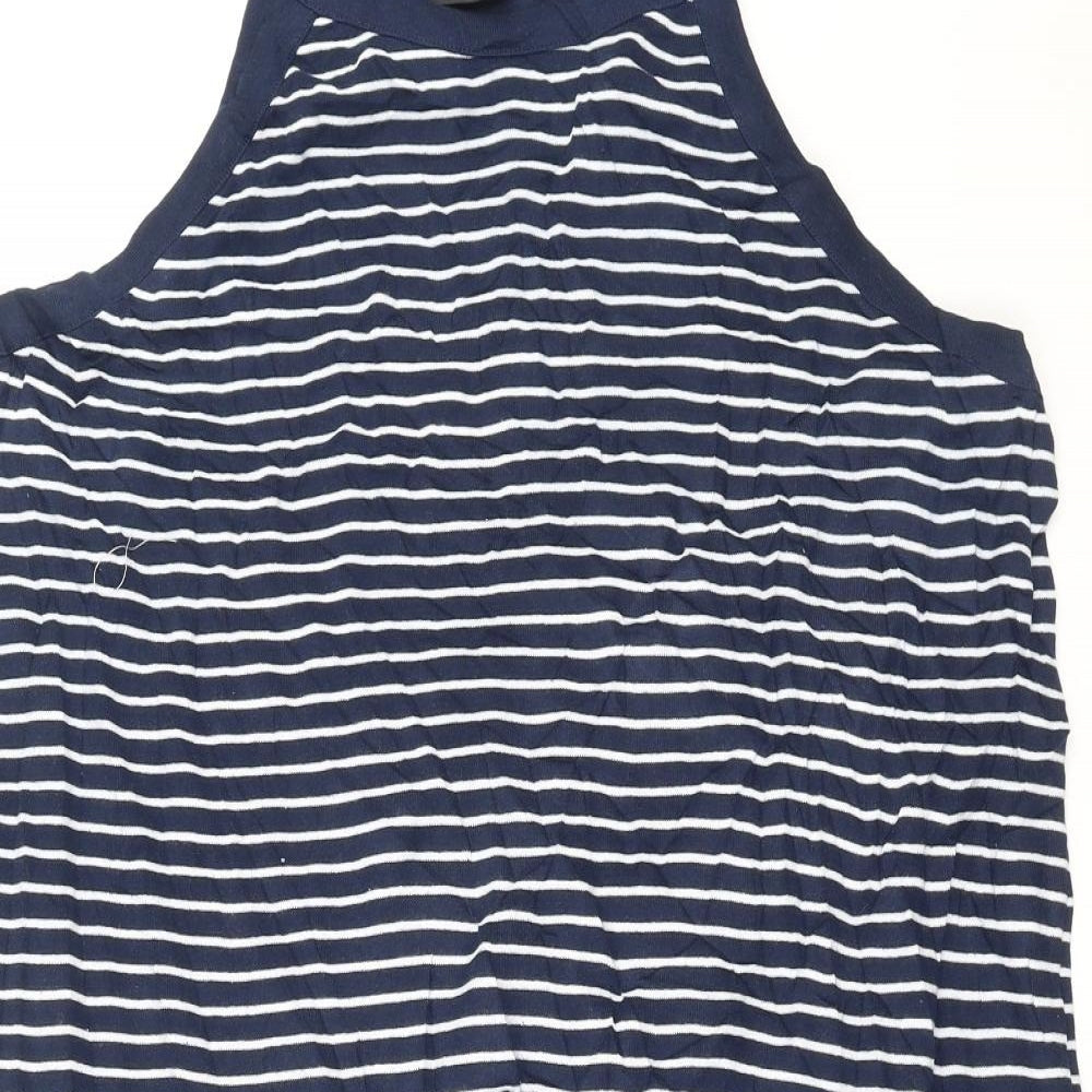 Bpc Womens Blue Striped  T-Shirt Dress  Size L