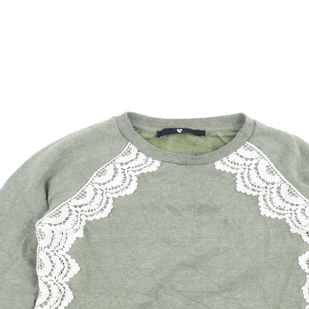 Very Girls Green   Pullover Sweatshirt Size 11-12 Years  - crochet detail