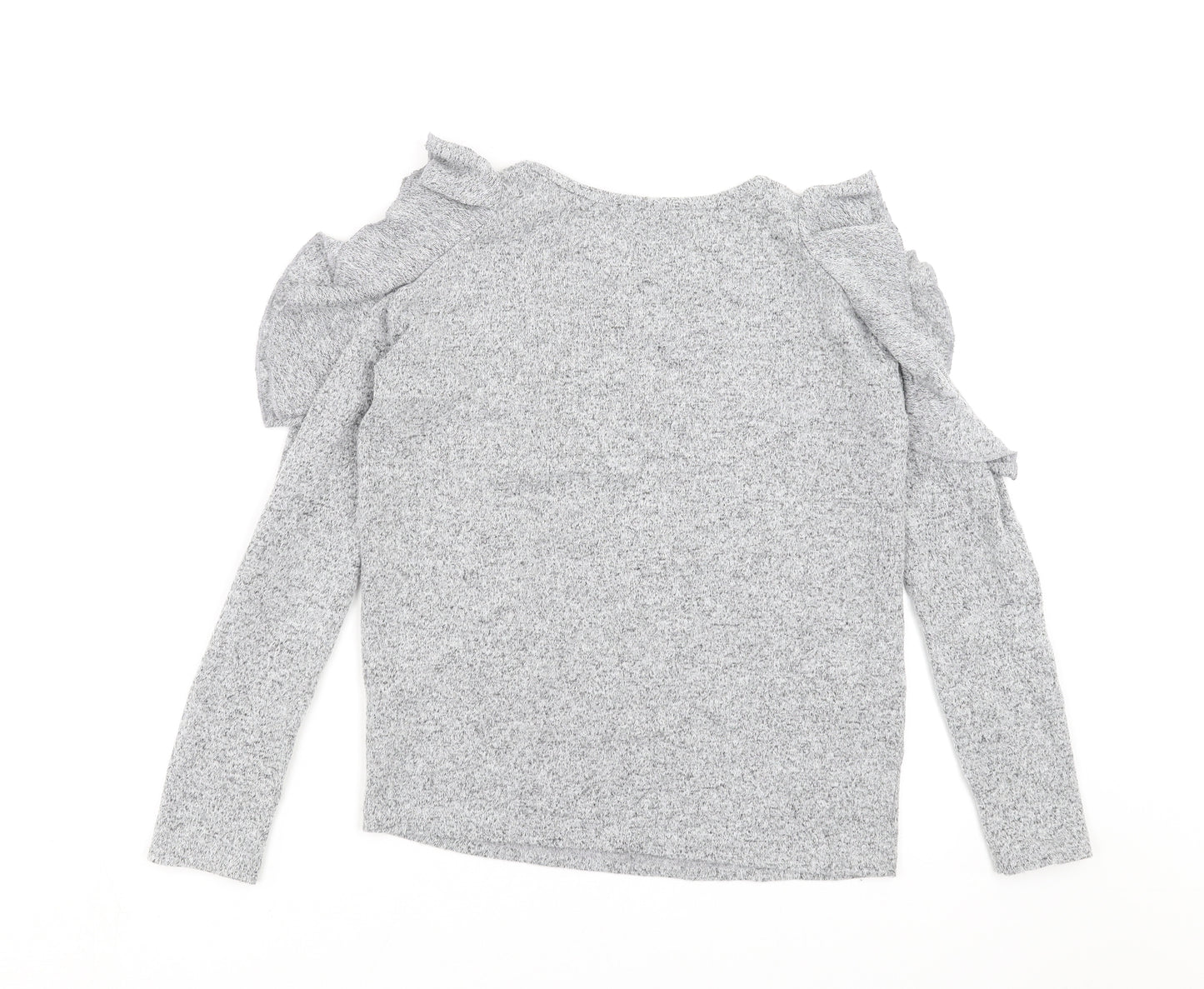 New Look Womens Grey  Knit Pullover Jumper Size 8  - cold Shoulder