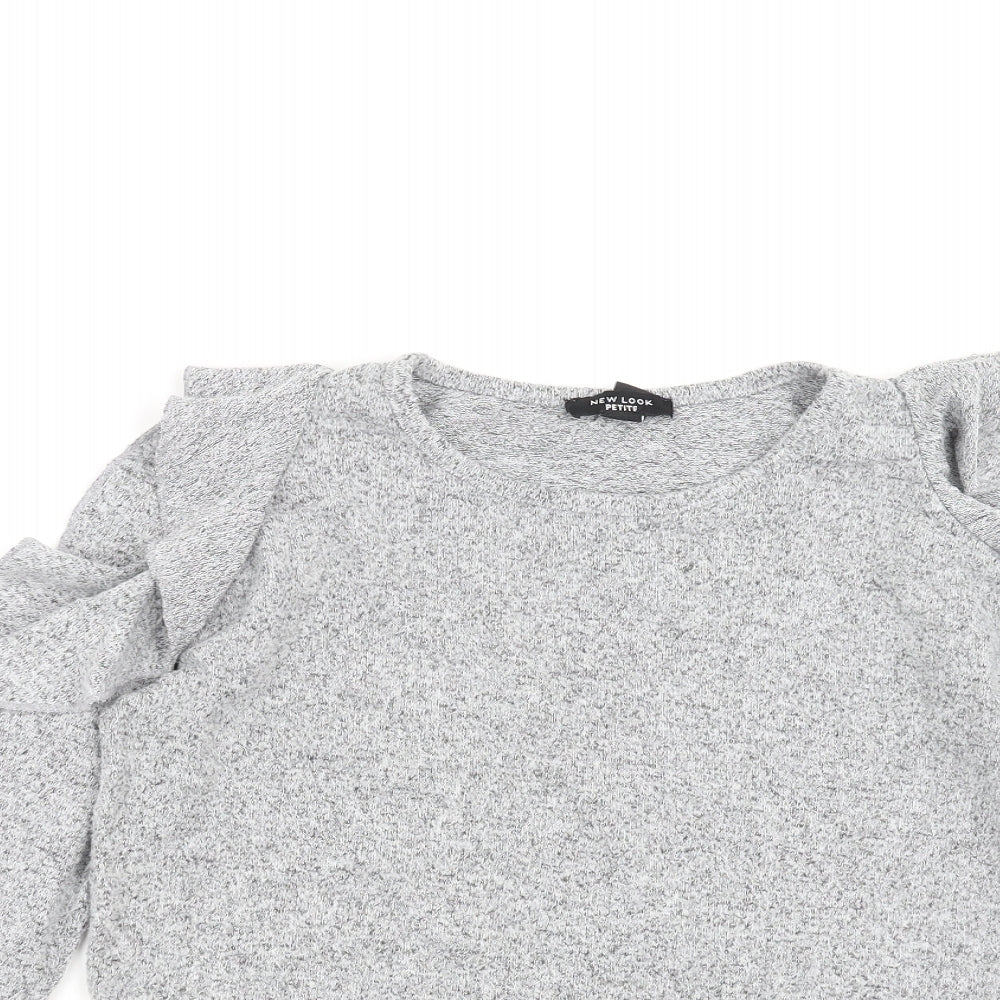 New Look Womens Grey  Knit Pullover Jumper Size 8  - cold Shoulder