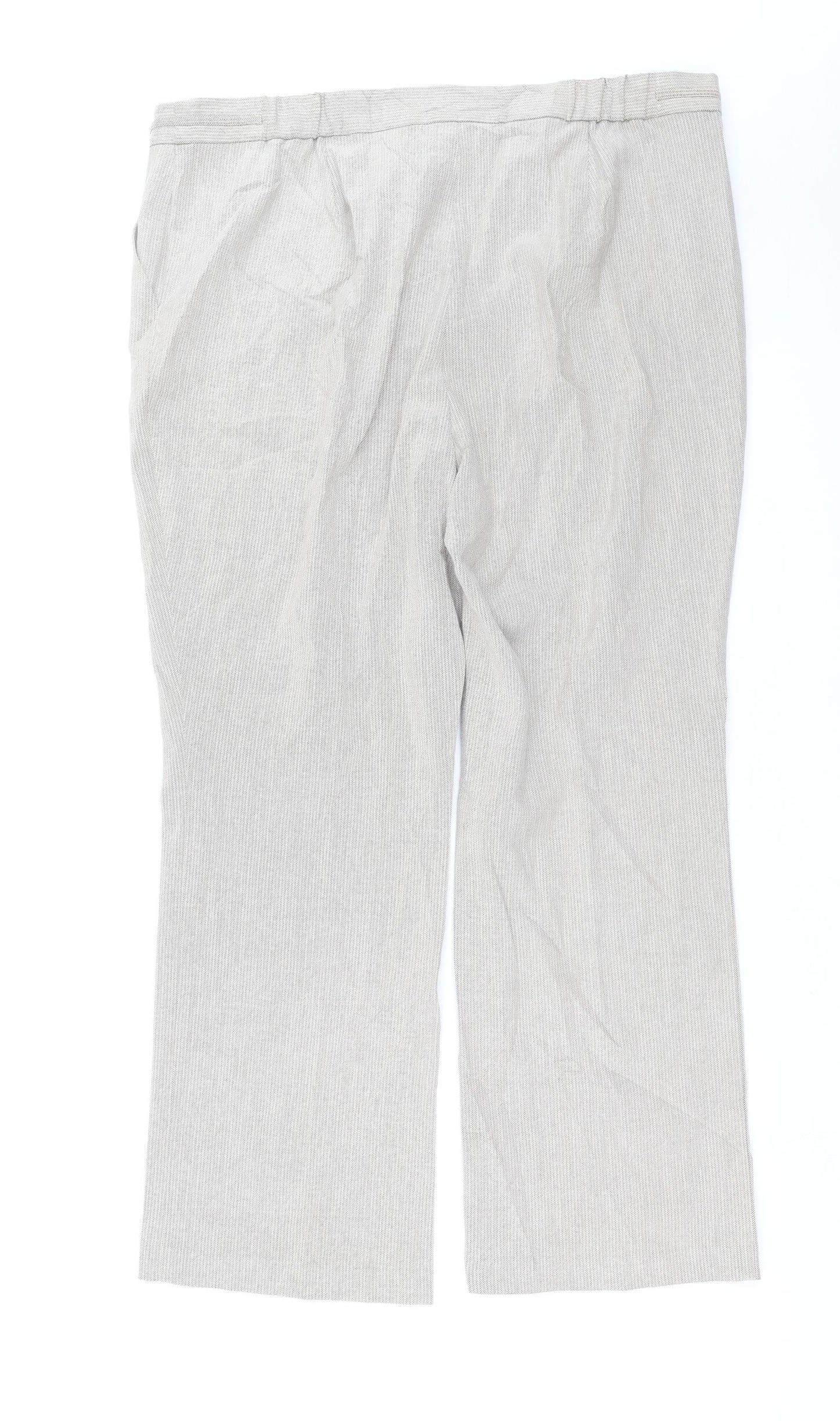 Marks and Spencer Womens Beige Striped  Trousers  Size 18 L27 in - short Leg