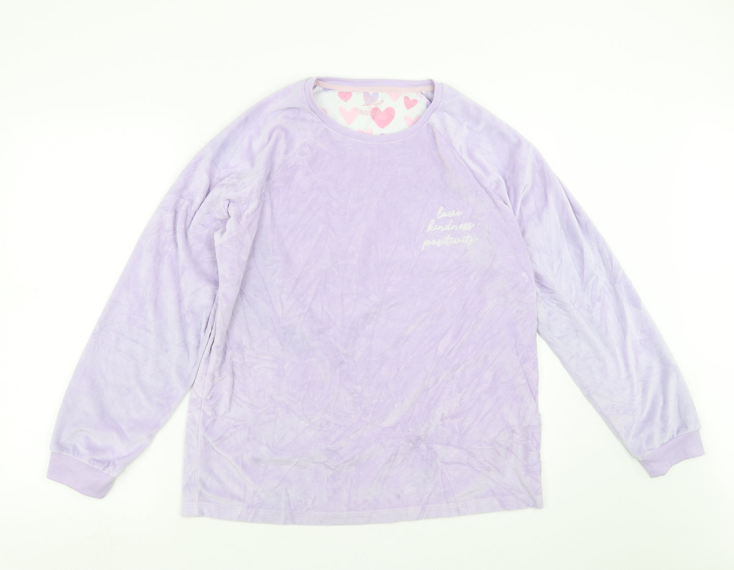 Primark Womens Purple Solid Fleece Top Pyjama Top Size S  - love kindness positivity