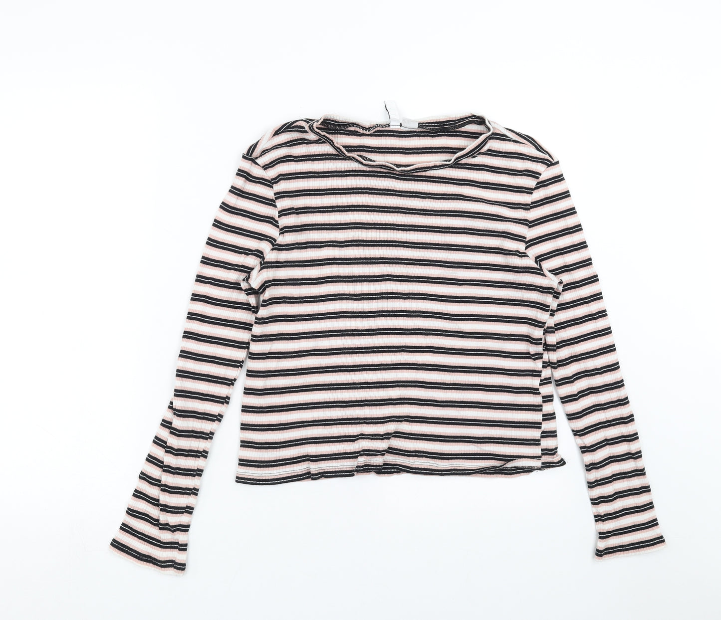 Divided by H&M Womens Pink Striped  Basic T-Shirt Size XL