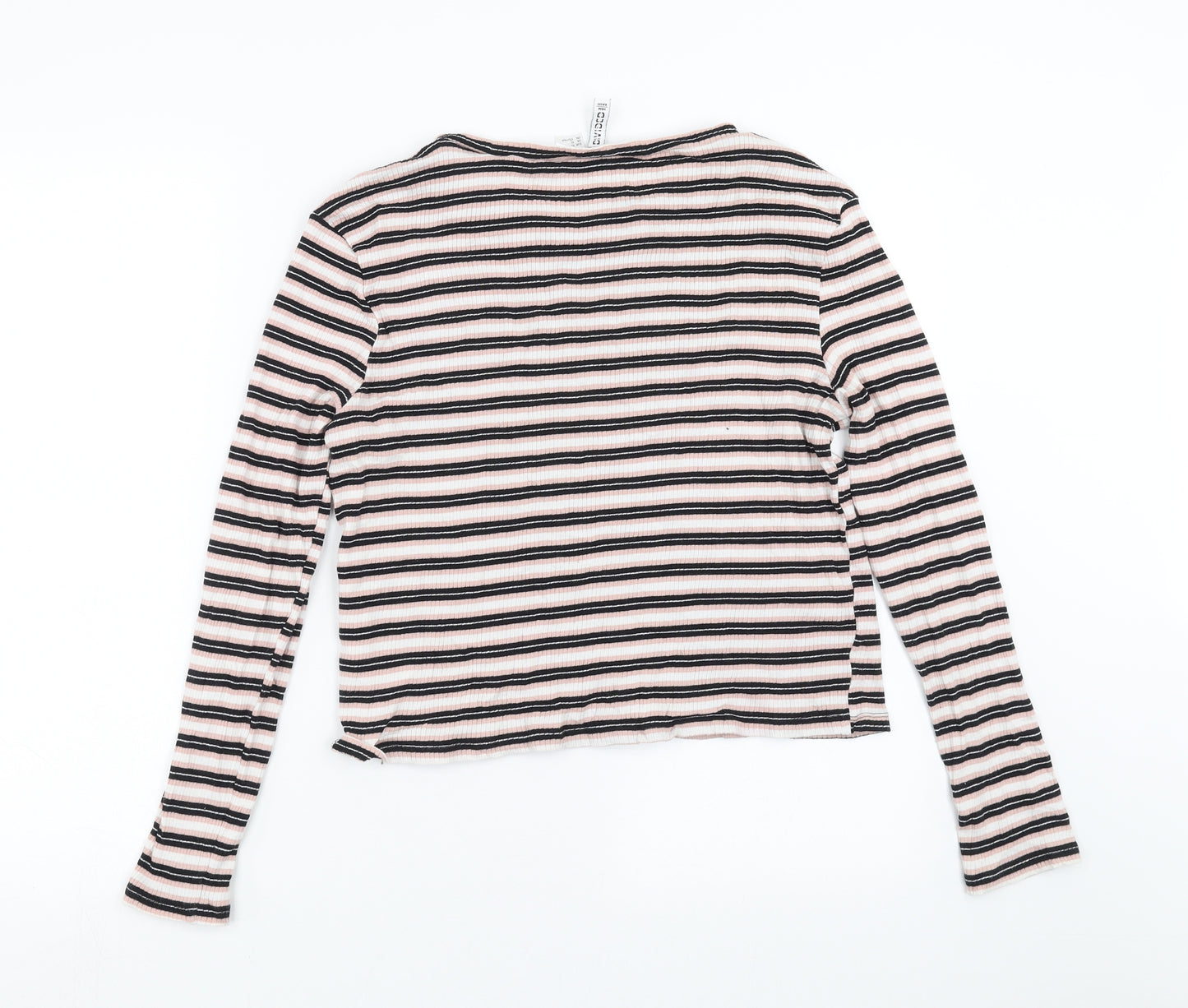 Divided by H&M Womens Pink Striped  Basic T-Shirt Size XL