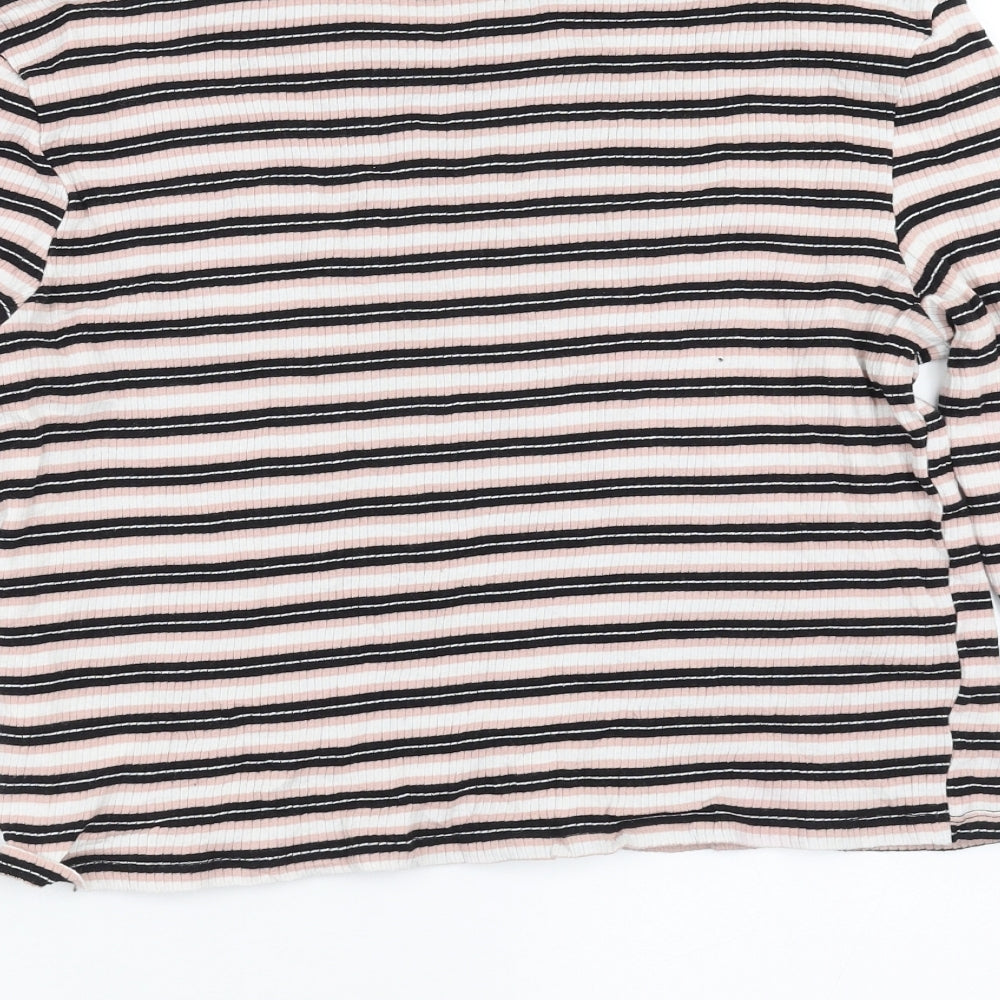 Divided by H&M Womens Pink Striped  Basic T-Shirt Size XL