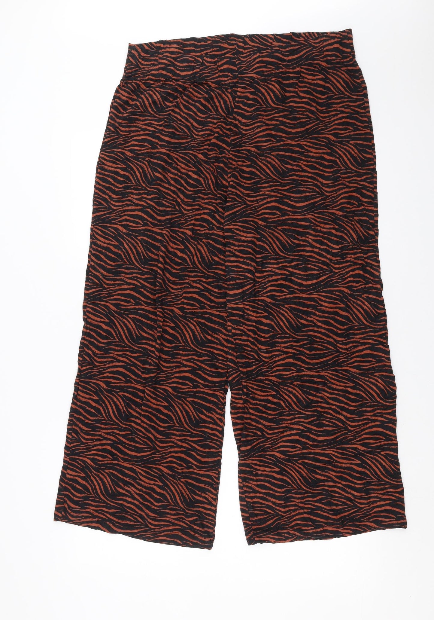 Marks and Spencer Womens Black Animal Print  Trousers  Size 18 L26 in