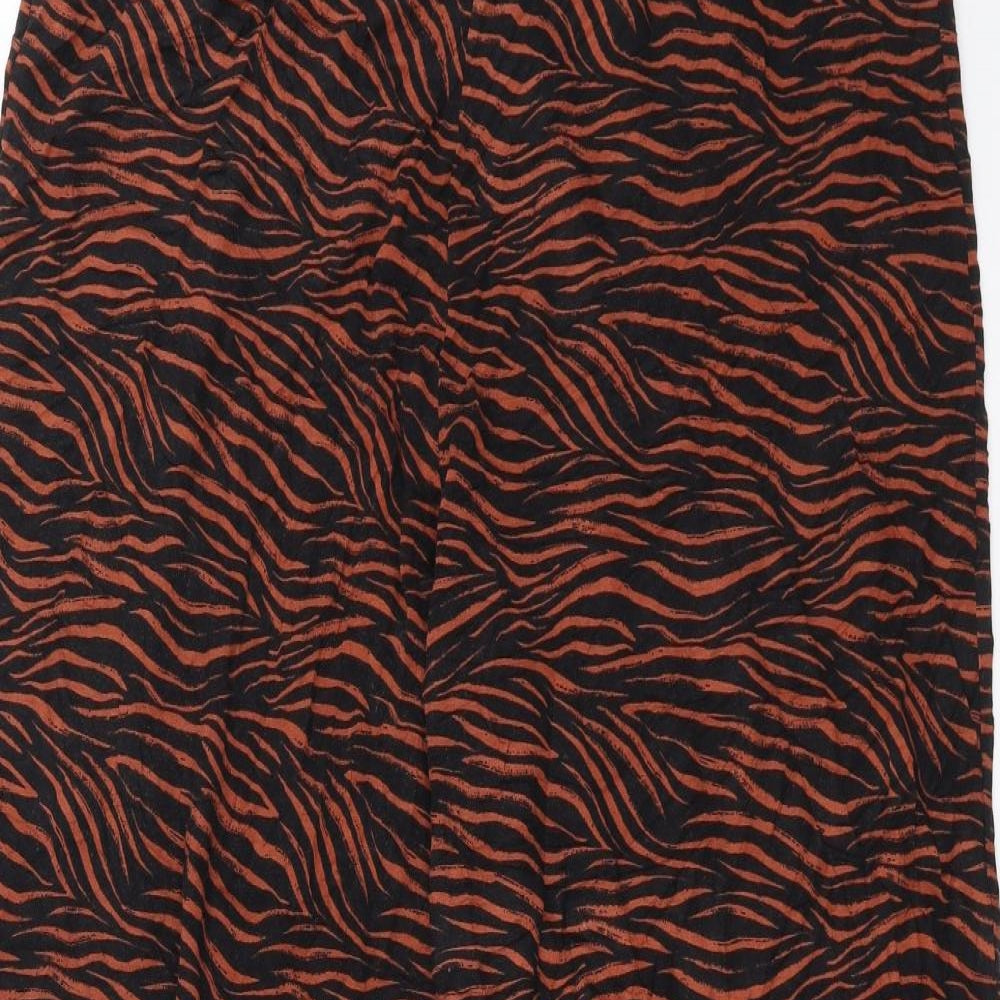 Marks and Spencer Womens Black Animal Print  Trousers  Size 18 L26 in