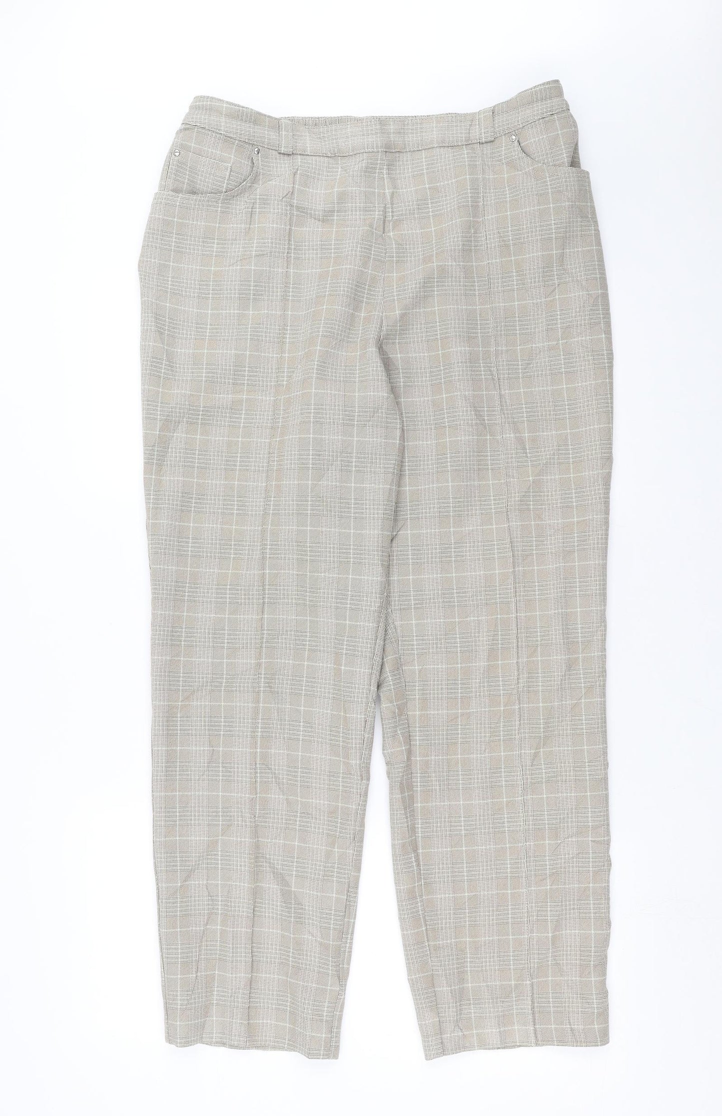 Marks and Spencer Womens Beige Check  Trousers  Size 16 L29 in