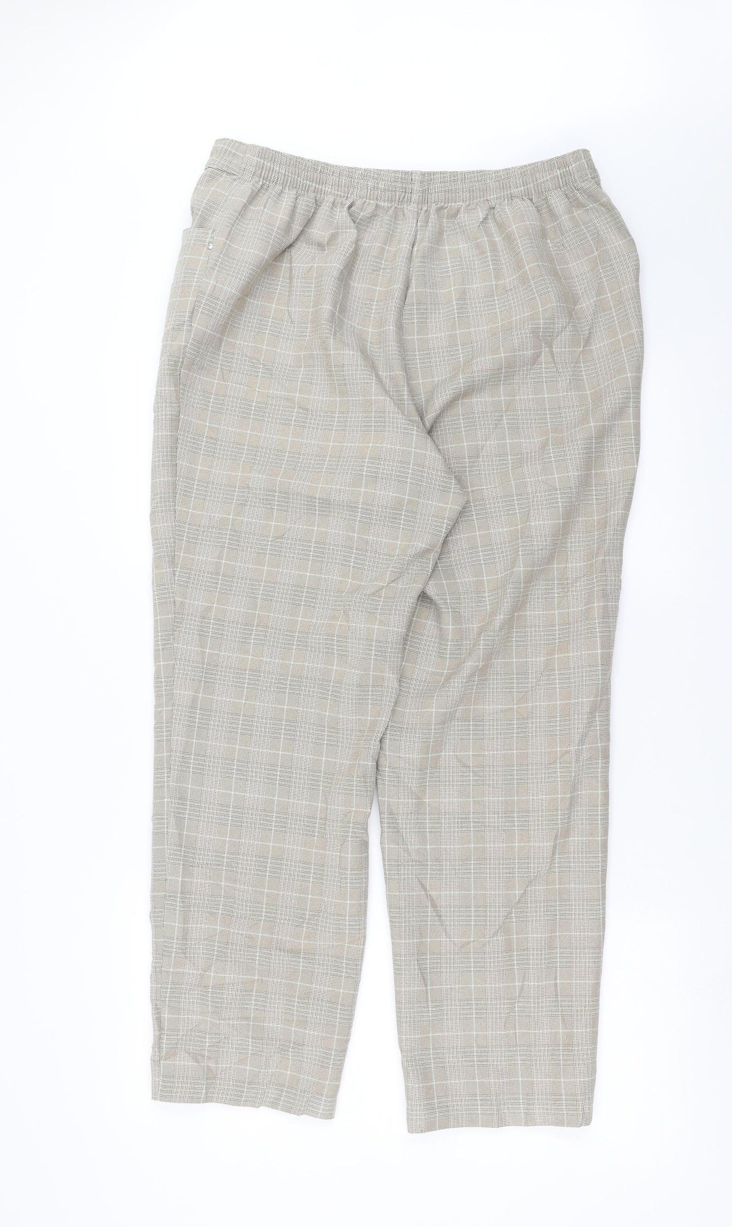 Marks and Spencer Womens Beige Check  Trousers  Size 16 L29 in