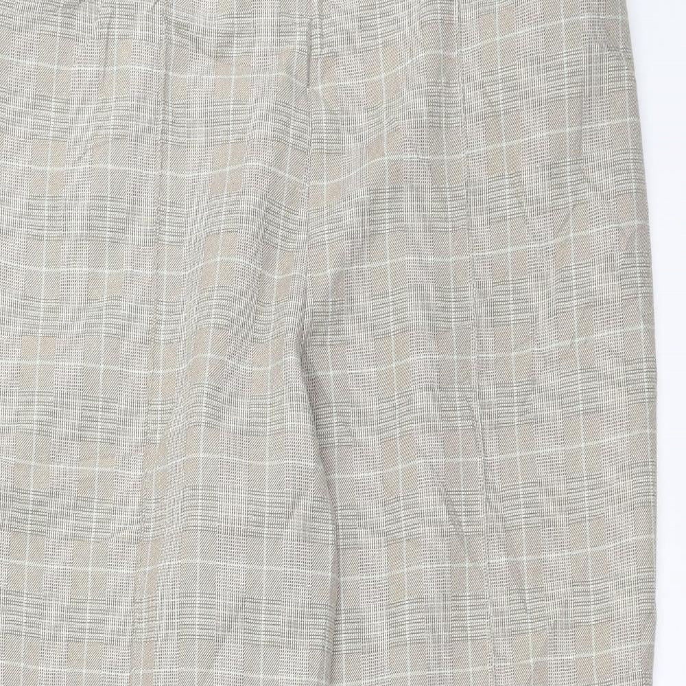 Marks and Spencer Womens Beige Check  Trousers  Size 16 L29 in