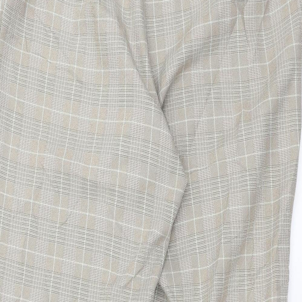 Marks and Spencer Womens Beige Check  Trousers  Size 16 L29 in