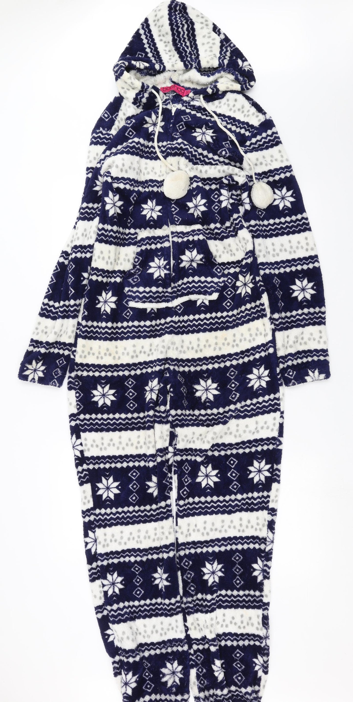 Boohoo Womens Blue Fair Isle  Top One Piece Size 8  - onesie