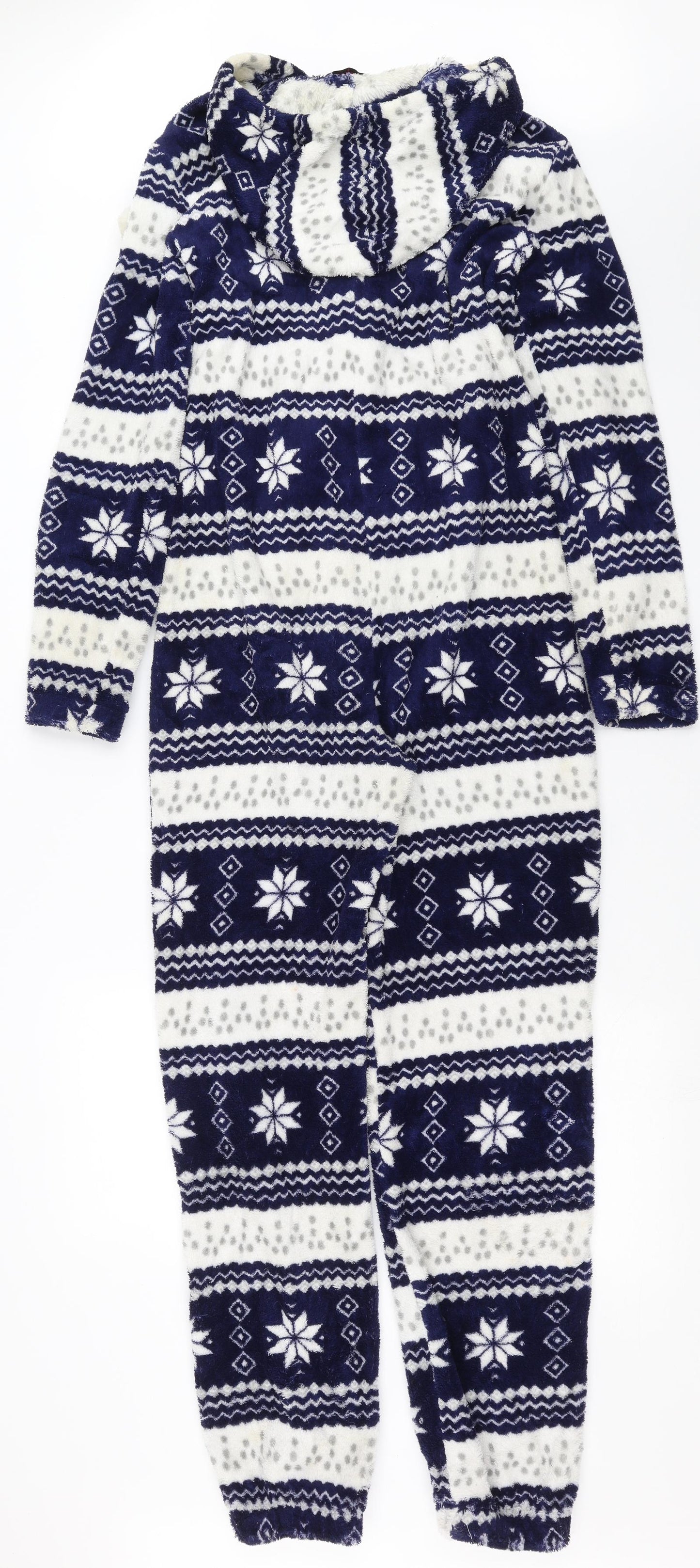 Boohoo Womens Blue Fair Isle  Top One Piece Size 8  - onesie