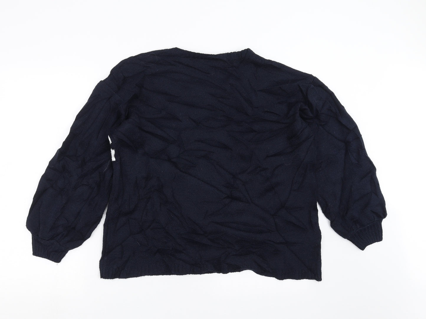 George Womens Black Floral Knit Pullover Jumper Size 16