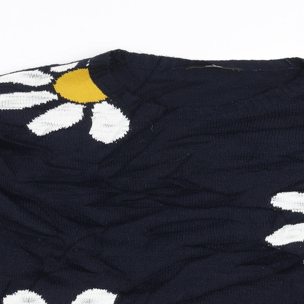 George Womens Black Floral Knit Pullover Jumper Size 16